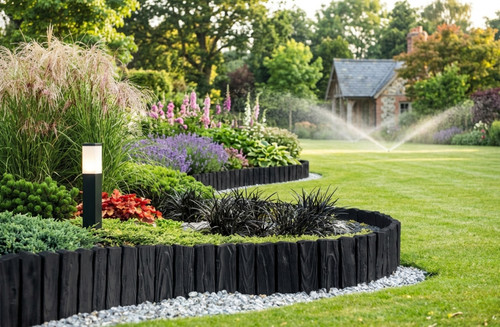 Black garden edging - edging, wood
