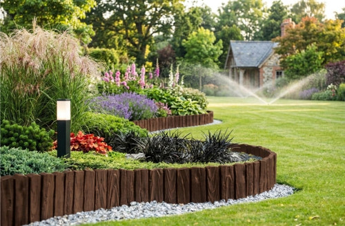 Brown garden edging - brown, wood
